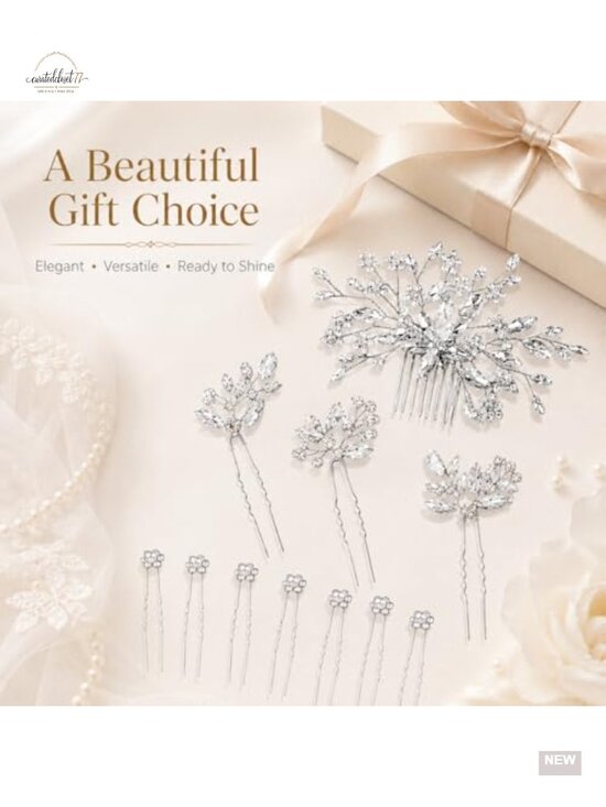 10-Piece Rhinestone Hair Pins Set Crystal Bridal Hair Clips Wedding Accessories main image 5